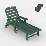 Garvee Lettino da Giardino HDPE con Schienale Regolabile e Portabicchieri per Piscina e Giardino 150x60x98cm Mobile Duraturo