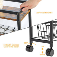 Carrello Garvee Slim a 4 ripiani con piano in legno, acciaio robusto, per cucina e bagno, 7,7 pollici di larghezza, nero