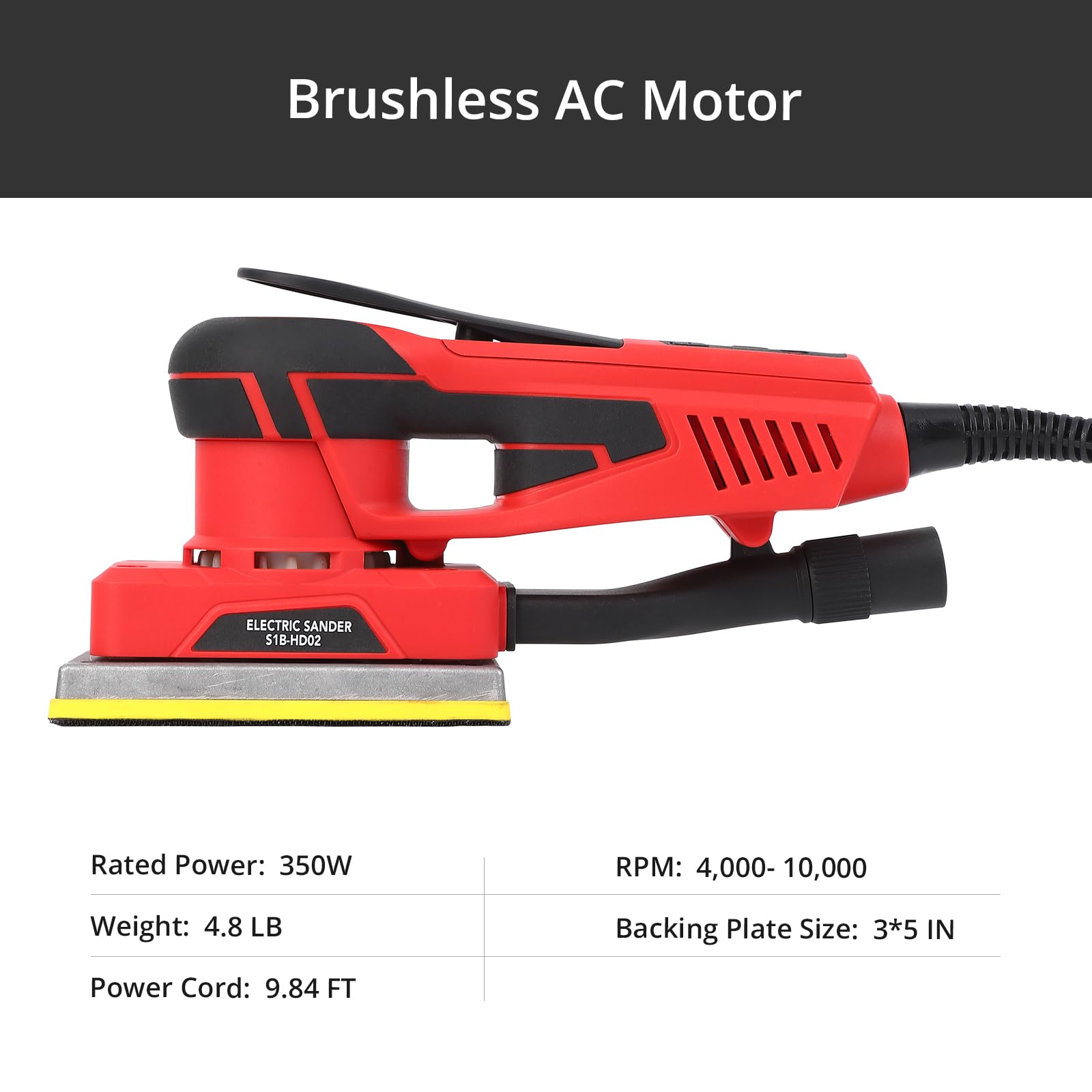 Levigatrice Elettrica Garvee Brushless 350W per Festa del Papà | 12 Fogli Abrasivi, 4000-10000 Giri/min, Multifunzione per Legno