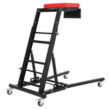 Garvee Carrello Pieghevole Topside per Auto, Altezza Regolabile 45.7"-66.3", Capacità 400lbs, Piattaforma Imbottita, Ruote Girevoli con Blocco, Base H, Officina Garage - Red Cushion + Black Base