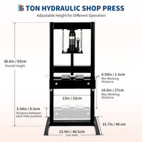 Pressa idraulica Garvee 6T con telaio a H e altezza regolabile, in acciaio, resistente alla ruggine, per officina e riparazione auto