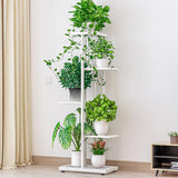 Supporto per piante in metallo Garvee a 5 ripiani, antiruggine, impermeabile, salvaspazio, per soggiorno, balcone, giardino, nero - Nero