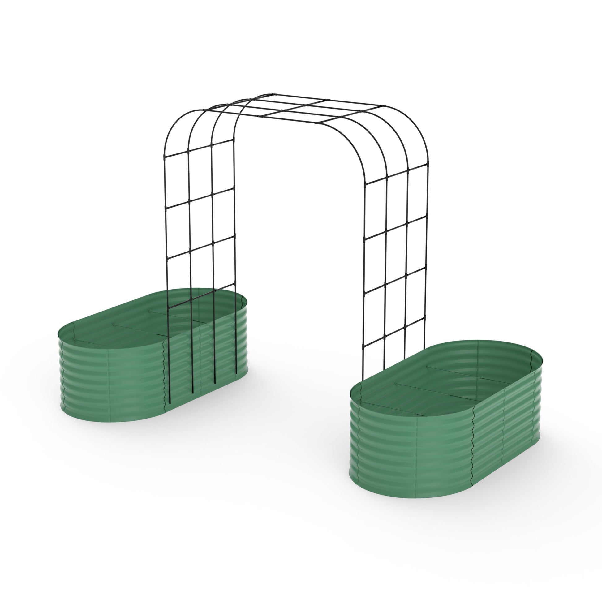 Aiuola rialzata zincata Garvee con traliccio ad arco verticale da 96", regolabile, in acciaio, per giardino e patio, resistente alla ruggine, con clip per piante e rete di drenaggio