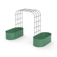 Aiuola rialzata zincata Garvee con traliccio ad arco verticale da 96", regolabile, in acciaio, per giardino e patio, resistente alla ruggine, con clip per piante e rete di drenaggio