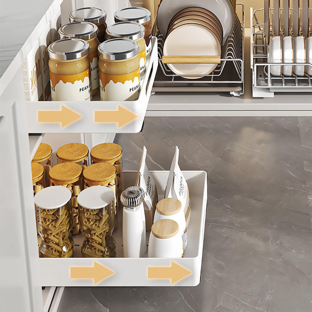 Garvee Organizer per cassetti in metallo silenzioso e robusto per cucina e bagno 10,2"x14,5"x3,1" bianco
