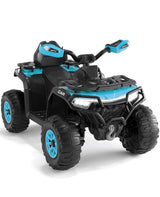 Garvee Quad Elettrico per Bambini 12V ATV 2 Motori Telecomando Plastica LED Musica Bluetooth USB Fuoristrada 3-8 Anni - Turchese