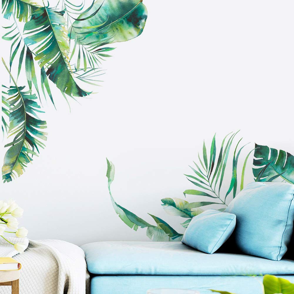 Adesivi murali Garvee Green Plant Foglie tropicali PVC autoadesivo per soggiorno Ufficio 30x90cm Design moderno