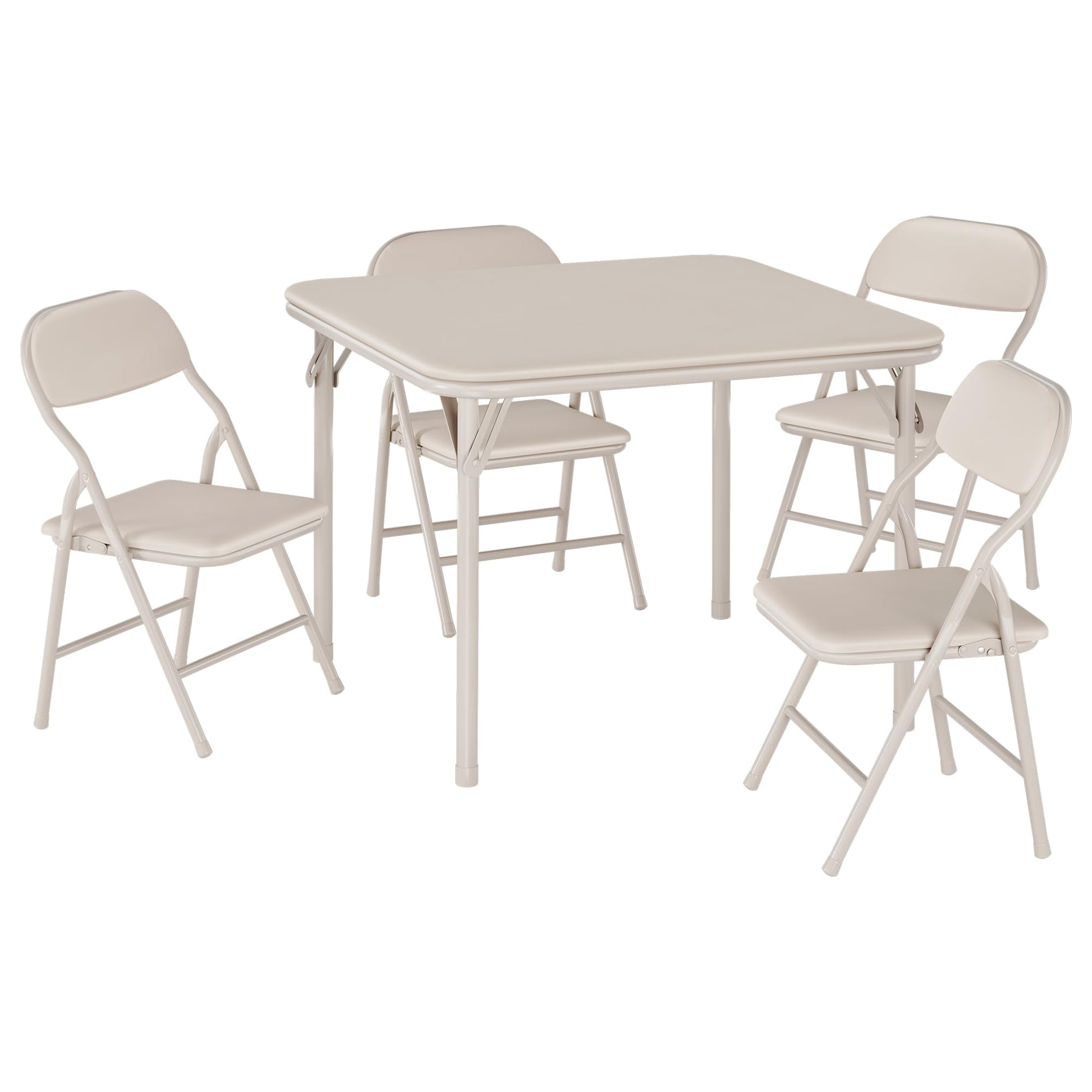 Set tavolo e sedie pieghevoli per bambini Garvee da 5 pezzi, struttura in metallo, similpelle, per sala giochi e campeggio, pieghevole, sicuro, stabile