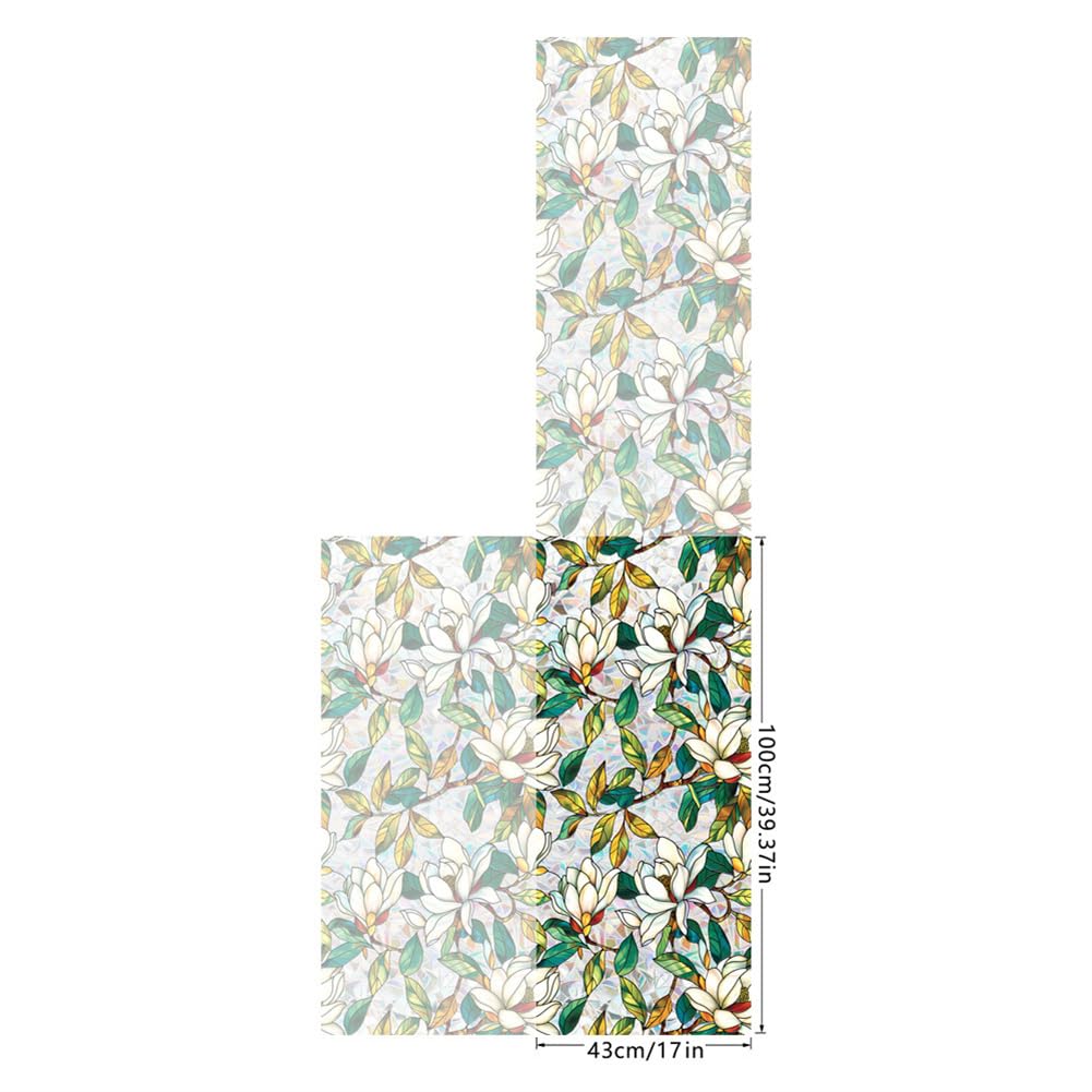 Pellicola per finestre statica Garvee, motivo vegetale, incisa in 3D, anti-sole, elettrostatica, riutilizzabile, 45x100 cm, soggiorno e cucina
