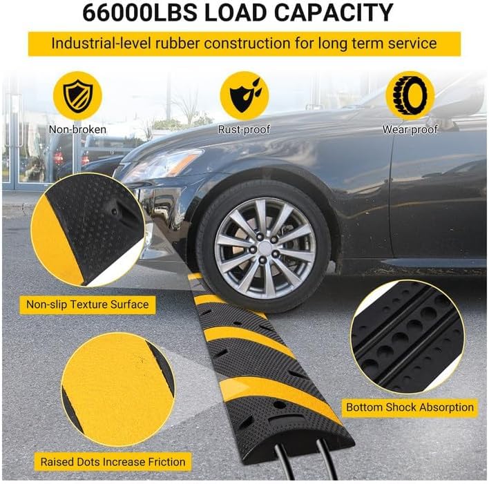 Dossi Rallentatori Gomma Garvee Cable Bridge 3,3 Piedi*2 Gialli Resistenti con 8 Bulloni - Ideale per Festa del Papà in Strade, Parcheggi, Scuole