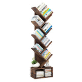 Libreria Garvee Tree, 8 ripiani, robusta e salvaspazio, in legno MDF, design vintage, per soggiorno e cameretta dei bambini, 37,5 cm di profondità x 20,5 cm di larghezza x 130 cm di altezza