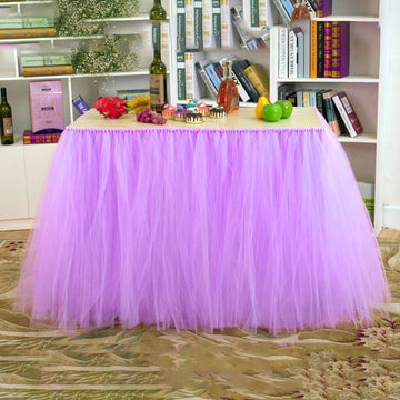 Gonna da tavolo in tulle lilla Garvee – Elastica e soffice, per tavoli rettangolari o rotondi, ideale per matrimoni, baby shower, compleanni e decorazioni per feste
