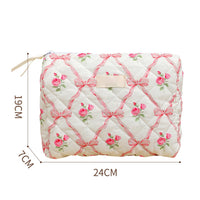 Garvee Borsa per il trucco da 3 pezzi (L+M+S) Piccola borsa per cosmetici da donna, da viaggio, all'aperto, con fiori rosa