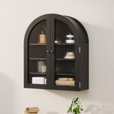 Garvee Armadio a Muro Arco Piccolo con Ante Acriliche per Bagno e Cucina, 61x23.1x70.1 cm, Nero, Legno Ingegnerizzato - Black