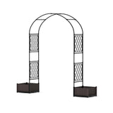 Garvee 200cm Arco da Giardino con Due Fioriere in Metallo Polietilene Antiruggine per Esterni e Matrimoni - Nero