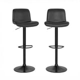 Garvee Set di 2 Sgabelli da Bar Girevoli Regolabili Altezza 61-81 cm Pelle Sintetica Grigia per Cucina e Isola - Black