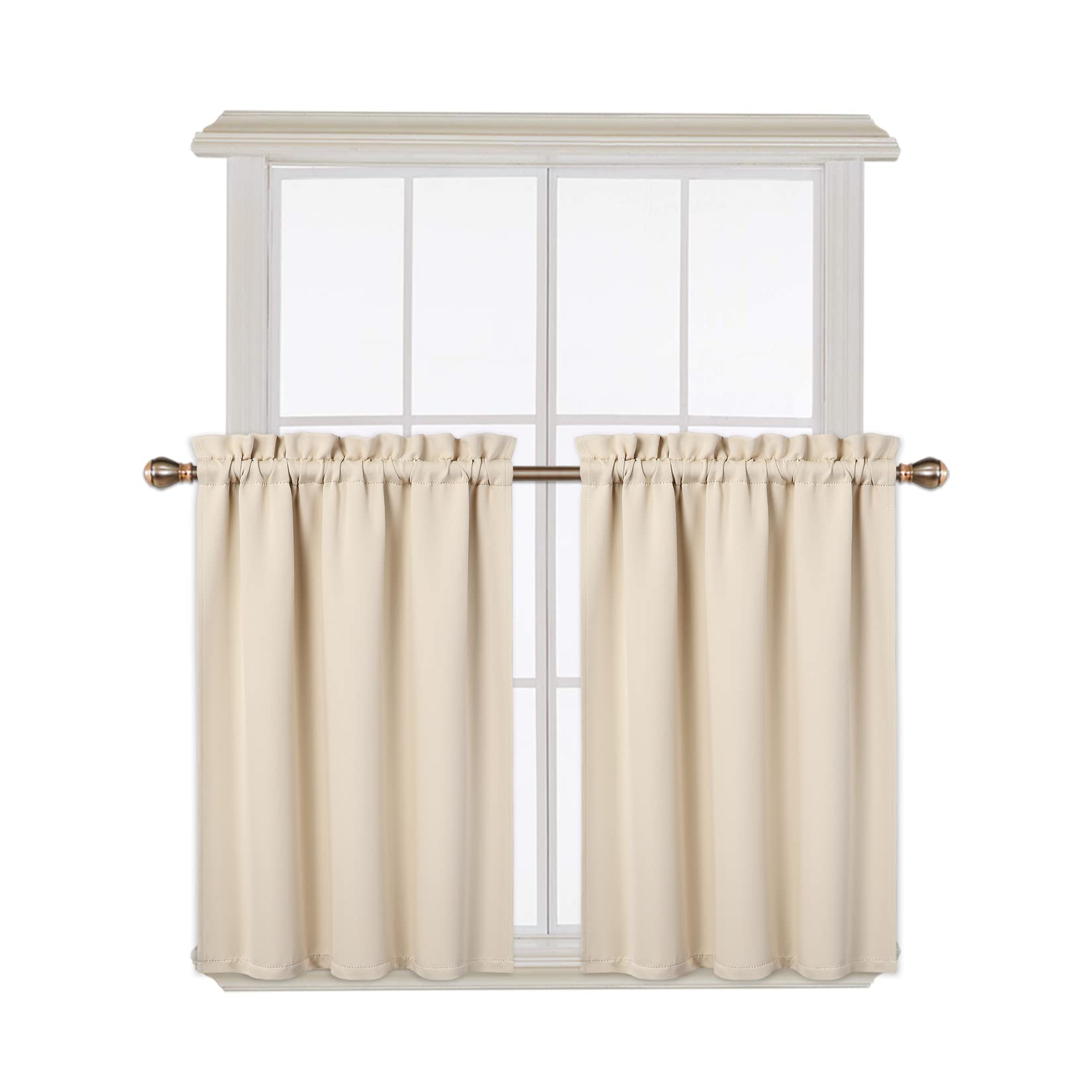 Garvee Blackout Valances, 2 pezzi, beige, 26x36 pollici, per soggiorno, cucina, camera da letto, termoisolanti