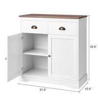Garvee Buffet Bianco Rustico con 2 Ante e 2 Cassetti, Piano di Lavoro in Legno Resistente, Multiuso per Cucina e Sala da Pranzo, 41.3"x15.6", Marrone