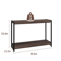 Tavolo consolle stretto Garvee da 39,5" per corridoio, 2 livelli, pannello spesso e alluminio, rustico-moderno, versatile, soggiorno e ingresso