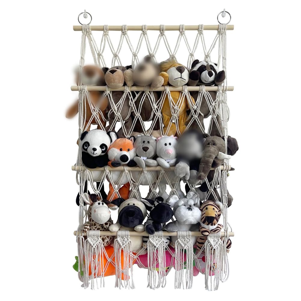 GARVEE Portaoggetti da appendere in cotone intrecciato a mano con motivi animali, amaca in corda di cotone resistente, per cameretta e camera da letto dei bambini, stile 1