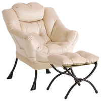 Poltrona Garvee Lazy con poggiapiedi, ergonomica e robusta, pelliccia di coniglio sintetica, color champagne, soggiorno, ufficio