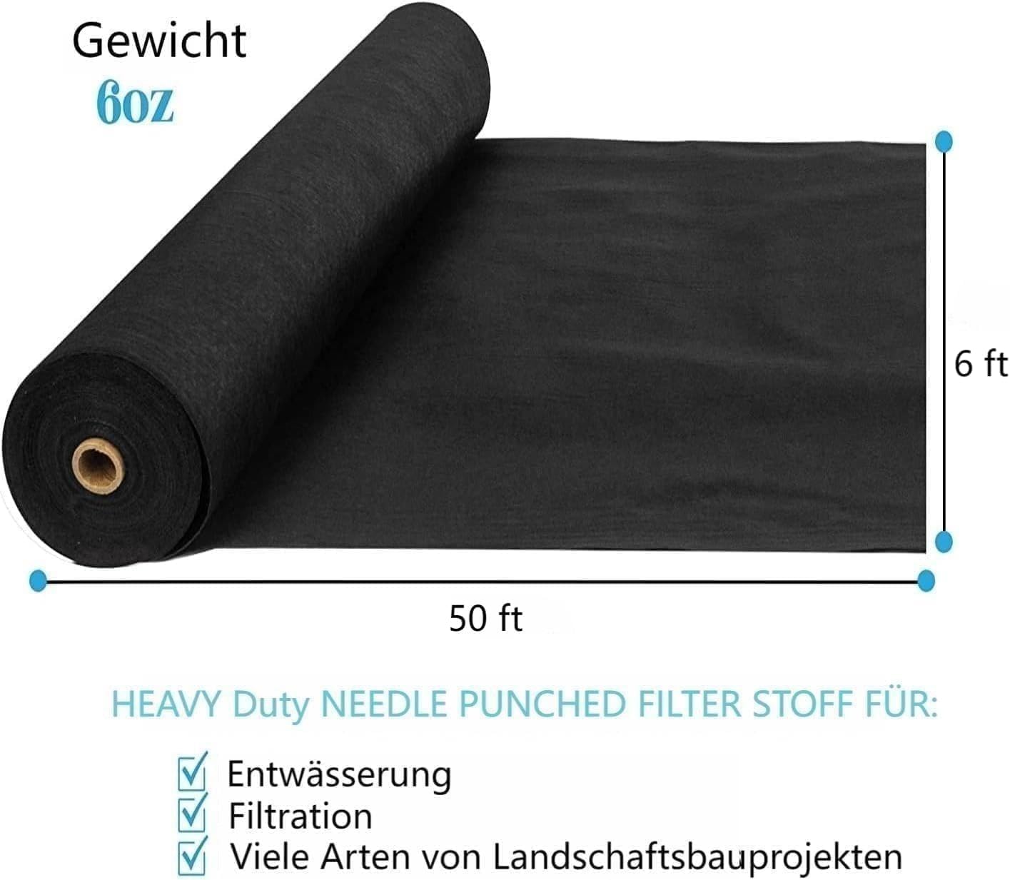 Tessuto anti-erbacce Garvee in pile da giardino 30㎡ (2m x 15m) in PP geotessile 170g, resistenza alla trazione 350N, drenaggio, protezione dall'erosione, grigio