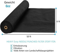 Tessuto anti-erbacce Garvee in pile da giardino 30㎡ (2m x 15m) in PP geotessile 170g, resistenza alla trazione 350N, drenaggio, protezione dall'erosione, grigio