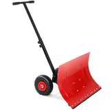 Pala da neve Garvee con ruote, lama in acciaio da 29,1" x 19,3", angolo e altezza regolabili, impugnatura ergonomica, ruote in gomma da 9" per vialetti e marciapiedi - 19.7 H Rosso