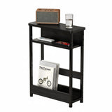 Tavolino laterale stretto Garvee, 3 ripiani con portariviste per soggiorno e camera da letto, 18,11x7,87x25,2 pollici, nero - Nero