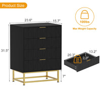 Cassettiera Garvee a 4 cassetti con gambe in metallo per soggiorno e camera da letto, 32 pollici, moderna, cassetti in tessuto, robusta
