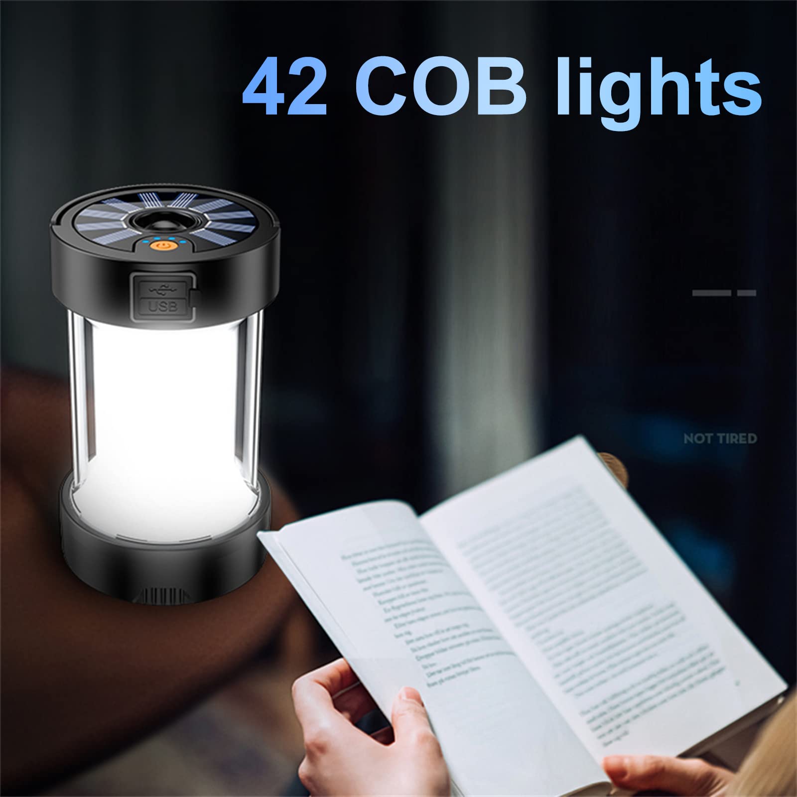 Lampada solare da campeggio Garvee a LED ricaricabile in plastica portatile per la pesca notturna all'aperto in caso di emergenza