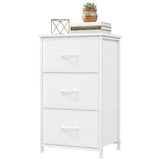 Garvee Cassettiera 3 Cassetti con Cesti in Tessuto Rimovibili, Organizzatore Multiuso, Design Moderno Effetto Legno, Salvaspazio per Camera e Ingresso, 42 cm L x 30 cm P x 71,4 cm A, Marrone - Bianco