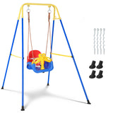 Garvee Altalena Baby 3-in-1 Altalena per Bambini con Telaio in Acciaio per Interni ed Esterni, Regolabile fino a 124 cm, Sicurezza con 4 Ancoraggi, per Bambini 1-10 Anni