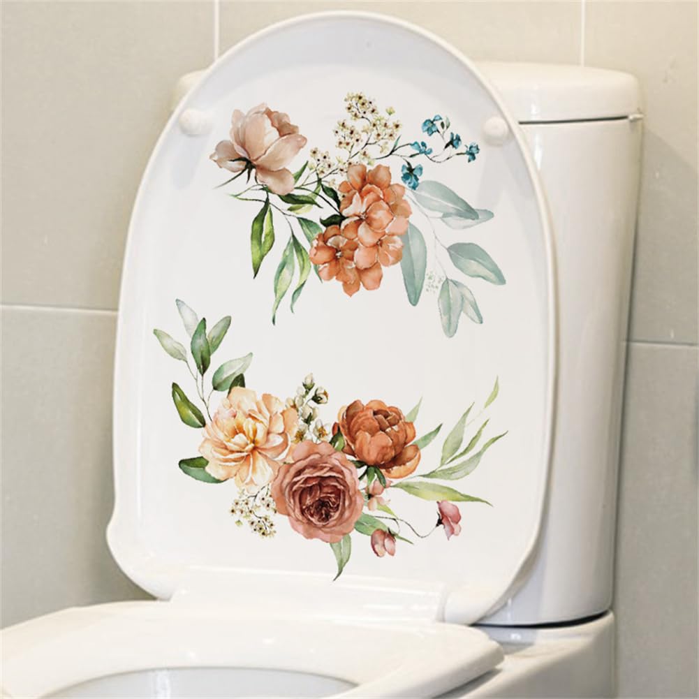 Garvee Adesivo Da Parete Per WC E Bagno Con Design Foglie E Fiori, PVC Sicuro, 20x30 cm, Decorazione Ecologica