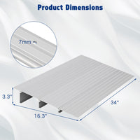 Rampa di soglia in alluminio Garvee – 34" L x 16,3" W x 3,3" H, capacità di carico di 700 libbre, rampa in 3 pezzi per sedie a rotelle, scooter e bici elettriche