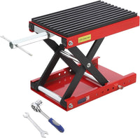 Sollevatore per moto Garvee da 1200 libbre, supporto a forbice per impieghi gravosi con ampia piattaforma e perno di sicurezza per moto da cross e moto da strada, pieghevole, telaio a X in acciaio, cuscinetti in gomma