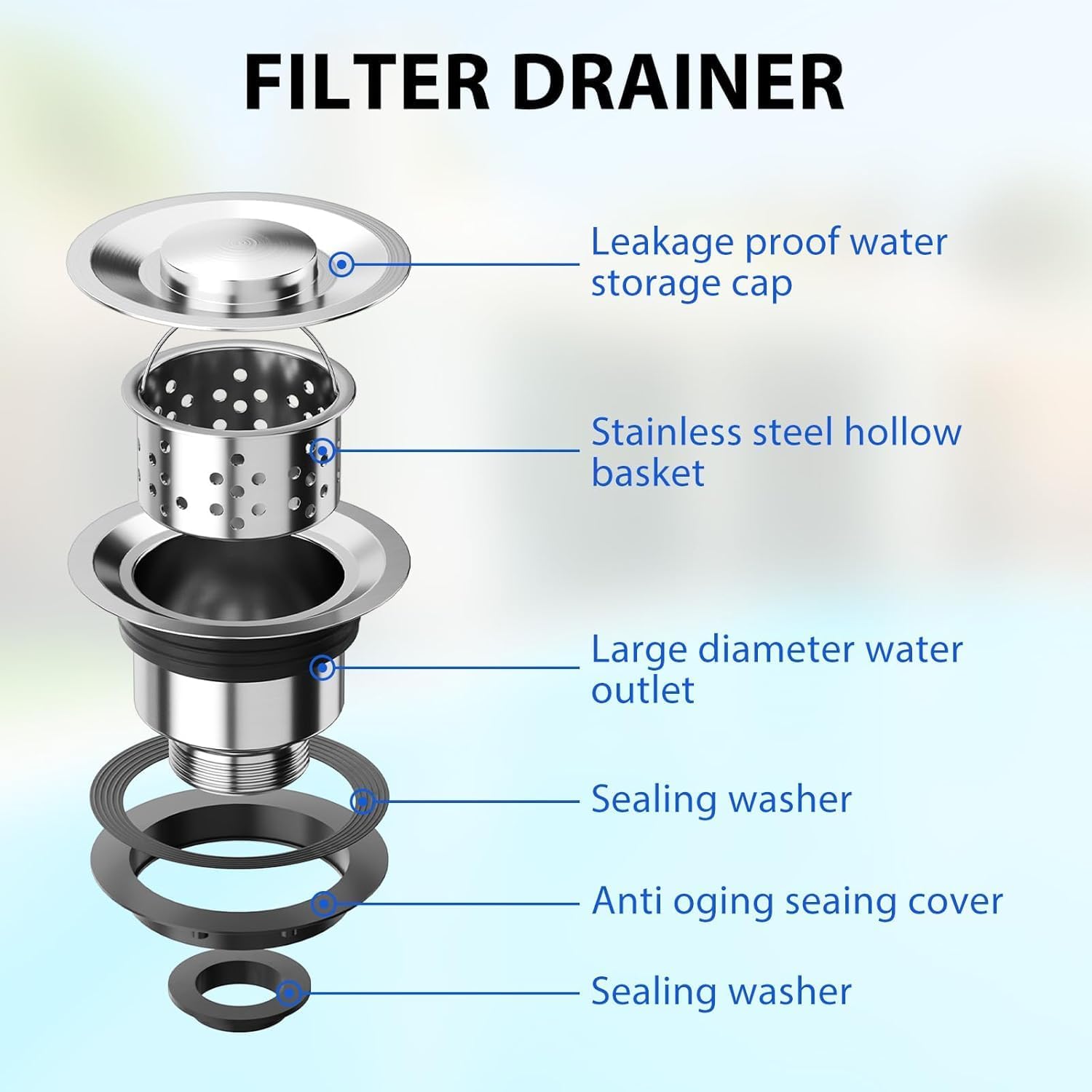 Lavello di servizio in acciaio inossidabile Garvee 91 × 53 × 101 cm Tavolo da lavoro in acciaio inossidabile 304 Garage da cucina 2 ripiani Rubinetto girevole