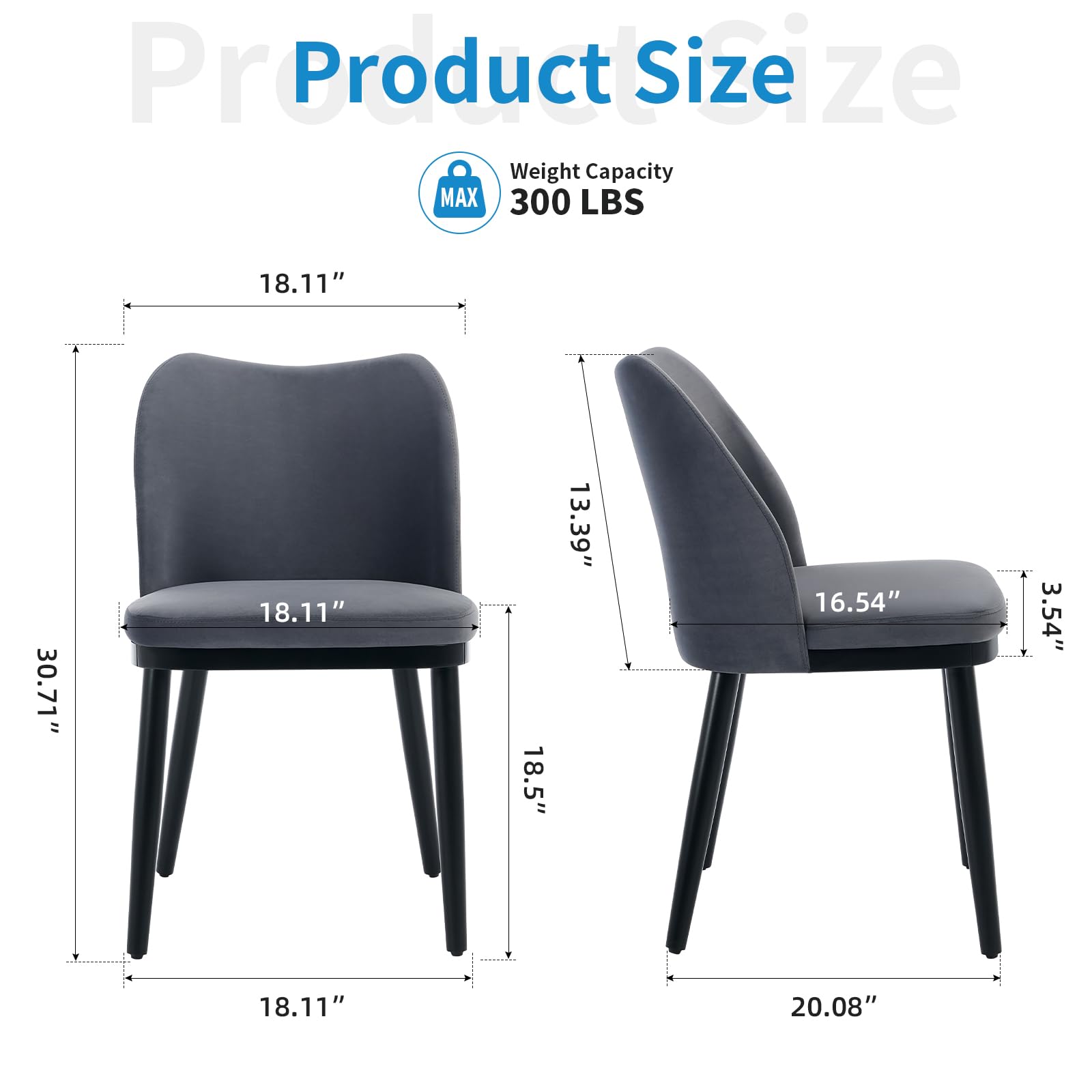 Sedie da pranzo Garvee in 2 pezzi, in velluto con rivestimento, ergonomiche, gambe in legno, antigraffio, cucina, bar, neutre