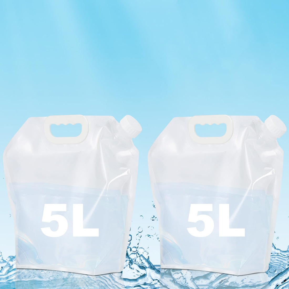 Garvee Sacche d'acqua di emergenza da 5 litri, confezione da 2, contenitore d'acqua portatile in PE per campeggio, escursionismo, emergenze, come da foto