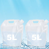 Garvee Borsa d'Acqua Pieghevole 5L, 2 Pezzi, Contenitore Portatile in PE Alimentare, Campeggio e Emergenza, Manico Resistente, Tappo Antigoccia, Colore Trasparente