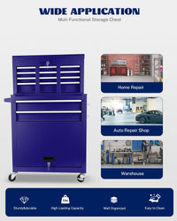 Carrello portautensili Garvee a 8 cassetti con cassetta portautensili staccabile 2 in 1, acciaio, officina e garage, bloccabile, con ruota, ammortizzante