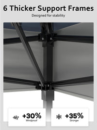 Gazebo pieghevole Garvee 13x13 con zanzariera, struttura in acciaio robusto, protezione UV UPF 50+, impermeabilizzazione, blu navy + grigio canapa, fisso in giardino