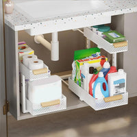 Organizzatore sottolavello Garvee, set da 2, metallo, cassetto scorrevole a 2 livelli, altezza regolabile, cucina, bagno, dispensa