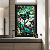 Pellicola per la privacy delle finestre Garvee, motivo floreale a farfalla, rimovibile, protezione UV, per bagno e camera da letto, 45x100 cm, trasparente - Come mostrato
