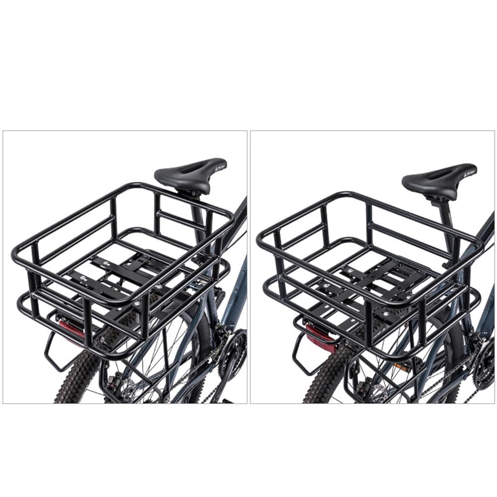 Cestino posteriore per bicicletta Garvee, grande, robusto cestino in metallo con fodera e rete per pendolari e shopping, nero, alta capacità