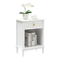 Comodini Garvee bianchi, set da 2, in legno con cassetto e ripiano, per camera da letto e soggiorno, compatti e pratici.