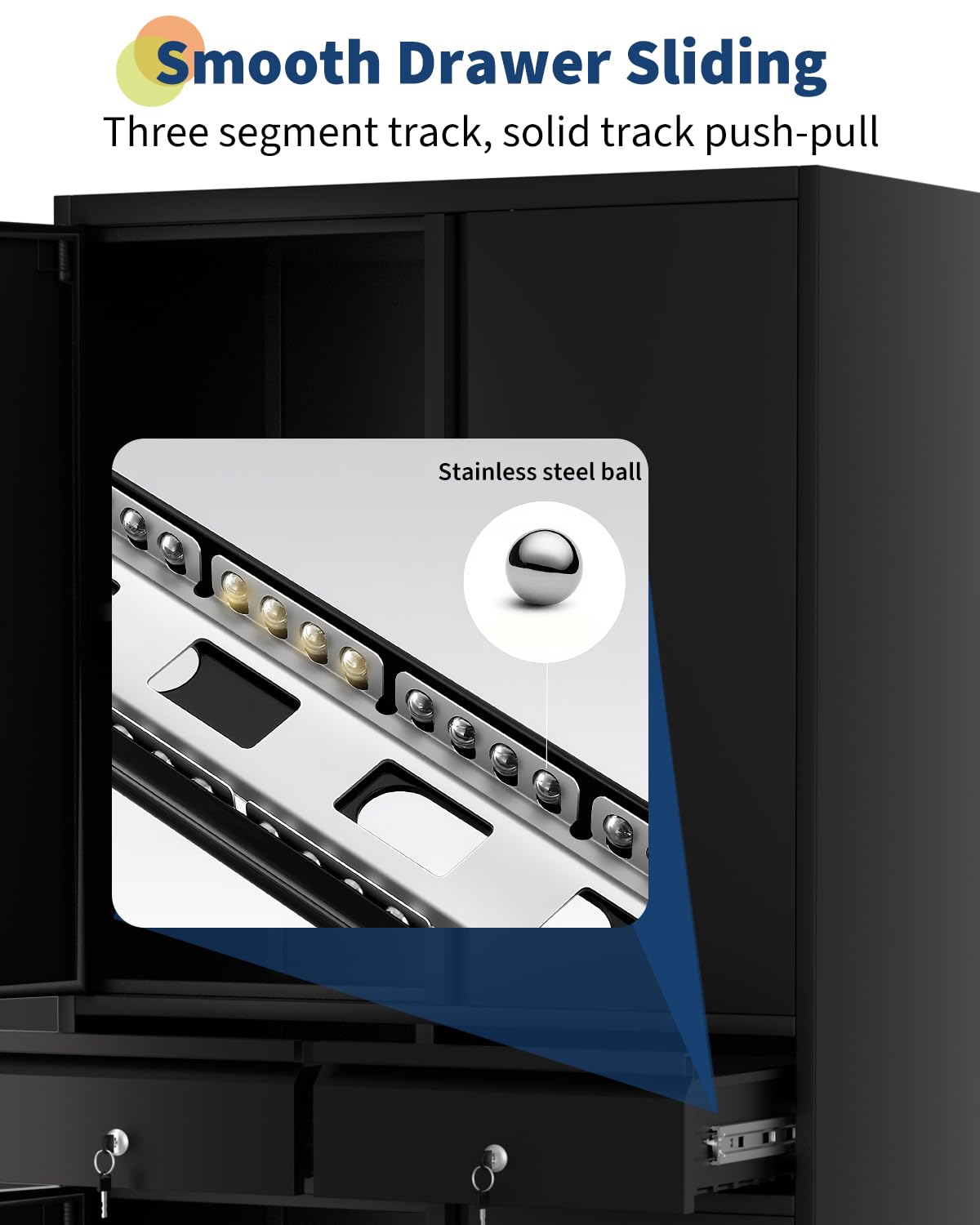 Armadio portaoggetti in metallo Garvee da 72" con ruote, ante con serratura e 2 cassetti per officina e garage, 72"x31,5"x16,5", verniciato a polvere