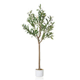 Garvee Albero Finto di Ulivo Alto in Vaso con 22 Frutti, Poliestere Premium, Base Cemento, Verde Naturale, Facile Montaggio - Verde