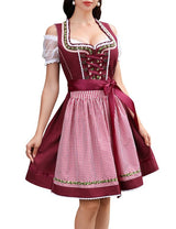 Abito tradizionale Dirndl midi da donna Garvee, 3 pezzi, con camicetta in pizzo bianco e grembiule, blu navy, taglia 34