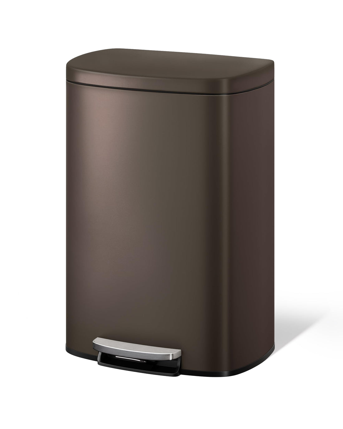 Pattumiera da cucina in metallo Garvee da 13 galloni con coperchio, chiusura ammortizzata, marrone, per cucina e ufficio, maniglia ergonomica, meccanismo a pedale